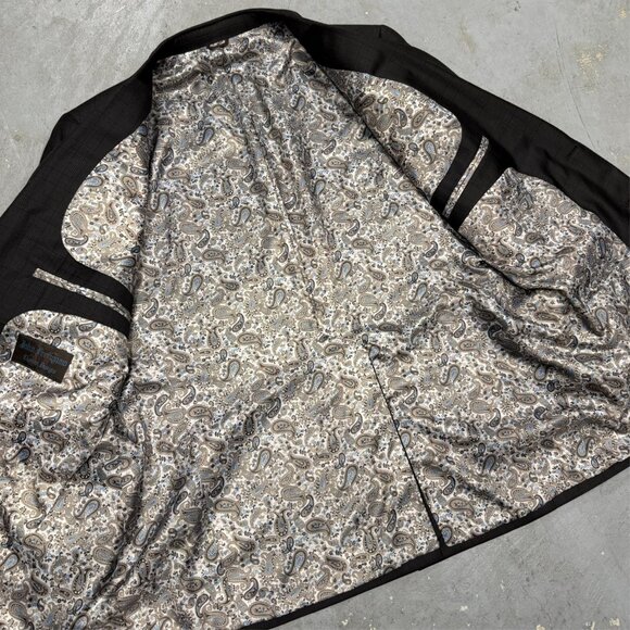 Bespoke John Ferrigamo Blazer Wool Sport Coat Brown Check 46R - Picture 8 of 10